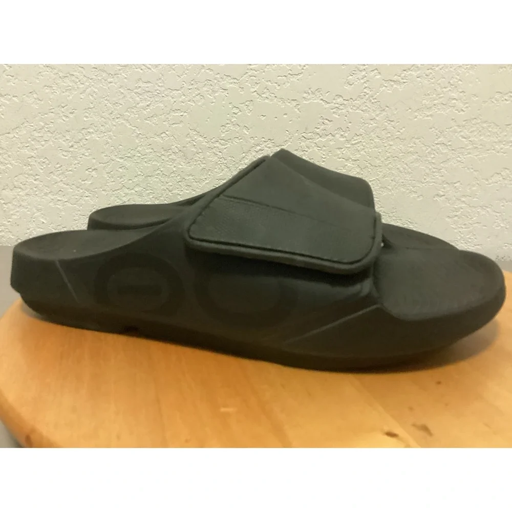 OOFOS OOahh Sport Flex Slide Mens 11 Black Adjustable Recovery Sandals